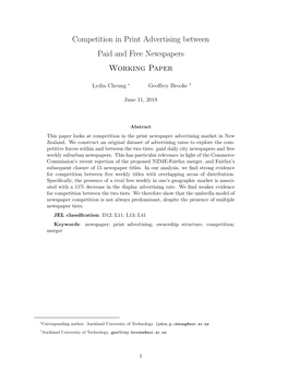 Competition in Print Advertising Between Paid and Free Newspapers Working Paper
