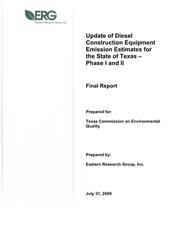 Update of Diesel Construction Equipment Emission Estimates for the State of Texas – Phase I and II