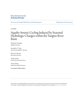 Aquifer Arsenic Cycling Induced by Seasonal Hydrologic Changes Within the Yangtze River Basin Michael V