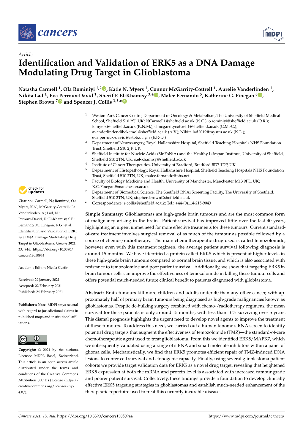 Identification and Validation of ERK5 As a DNA Damage Modulating