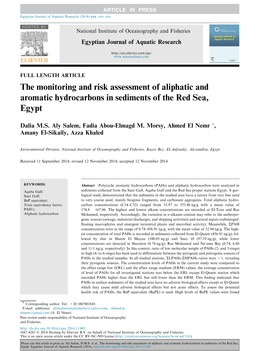 The Monitoring and Risk Assessment of Aliphatic and Aromatic Hydrocarbons in Sediments of the Red Sea, Egypt