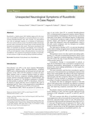Unexpected Neurological Symptoms of Ruxolitinib: a Case Report