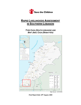 Rapid Livelihoods Assessment in Southern Lebanon