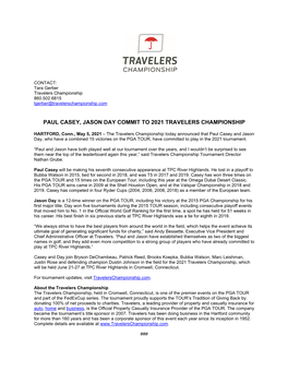 Paul Casey, Jason Day Commit to 2021 Travelers Championship