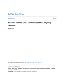 Beneath a Northern Sky: a Short History of the Gettysburg Campaign