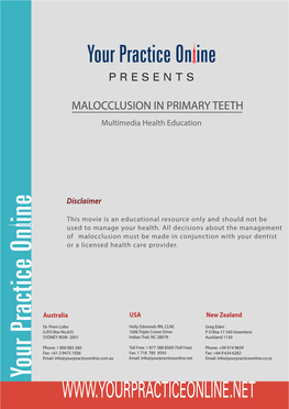 Malocclusion in Primary Teeth YPO August 11