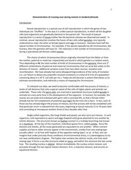 Demonstration of Crossing-Over During Meiosis in Sordaria Fimicola
