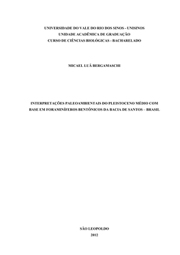 Paleoambiental Interpretations of Middle Pleistocene with Benthic