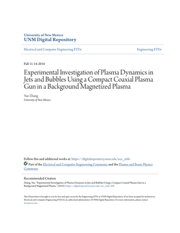 Experimental Investigation of Plasma Dynamics in Jets and Bubbles