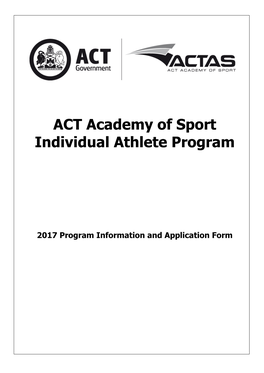 ACT Academy of Sport Individual Athlete Scholarship Program