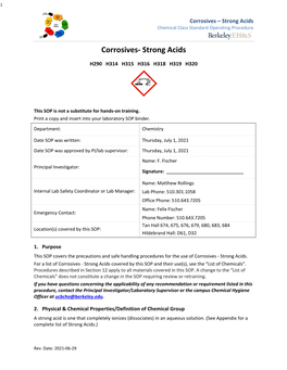 Corrosives- Strong Acids