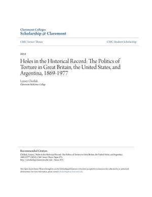 The Politics of Torture in Great Britain, the United States, and Argentina, 1869-1977