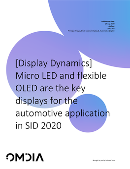 [Display Dynamics] Micro LED and Flexible OLED Are the Key Displays for the Automotive Application in SID 2020