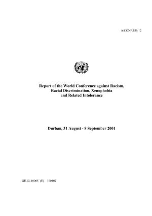 Report of the World Conference Against Racism, Racial Discrimination, Xenophobia and Related Intolerance