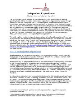Independent Expenditures What Are They and What Are the Rules?