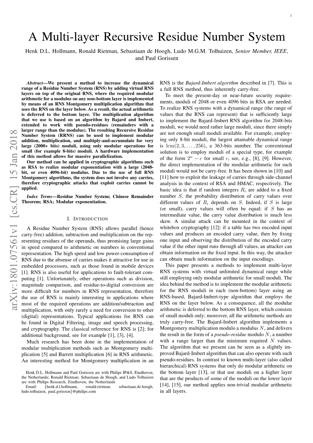 A Multi-Layer Recursive Residue Number System