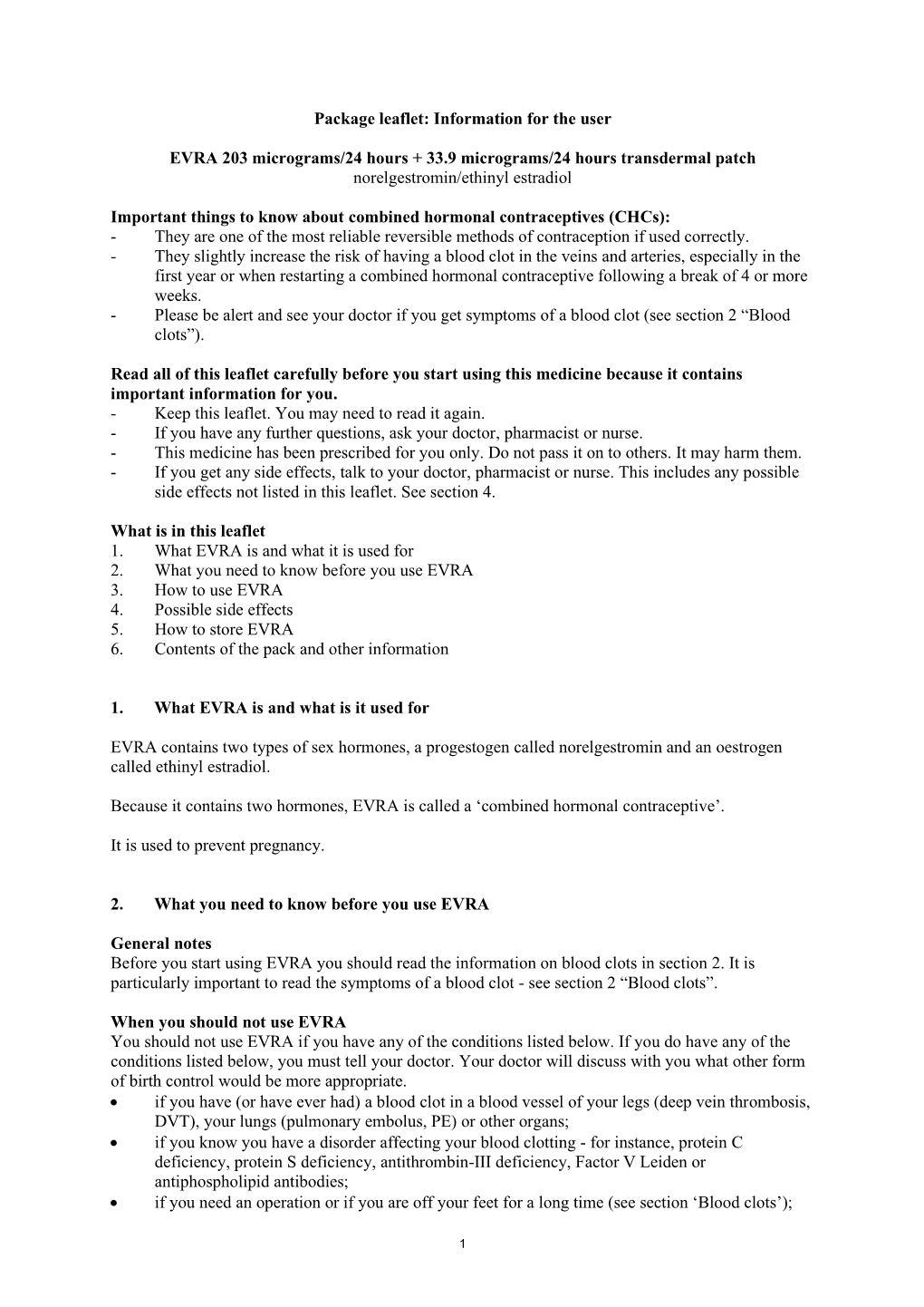 Package Leaflet: Information for the User EVRA 203 Micrograms/24