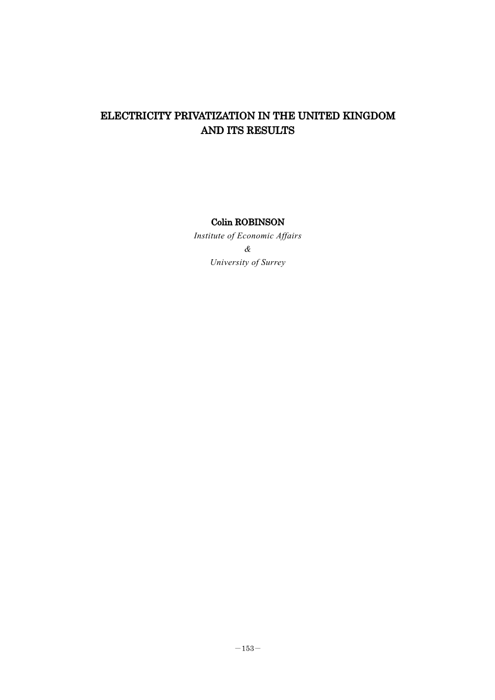 Electricity Privatization in the United Kingdomand Its
