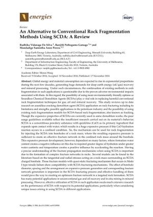 An Alternative to Conventional Rock Fragmentation Methods Using SCDA: a Review