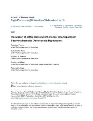 Inoculation of Coffee Plants with the Fungal Entomopathogen Beauveria Bassiana (Ascomycota: Hypocreales)