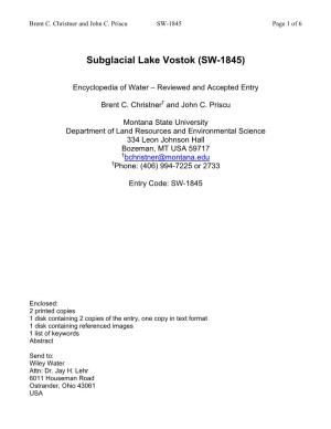 Subglacial Lake Vostok (SW-1845)