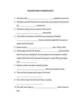 Woodwind Worksheet