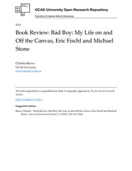 Book Review: Bad Boy: My Life on and Off the Canvas, Eric Fischl and Michael Stone