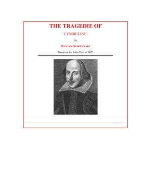First Folio Table of Contents the Tragedie of Cymbeline