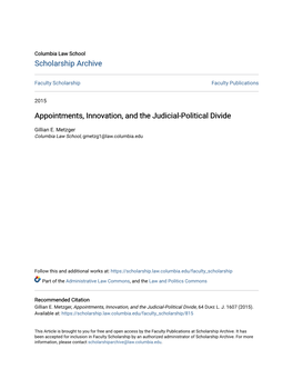 Appointments, Innovation, and the Judicial-Political Divide