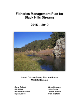 Fisheries Management Plan for Black Hills Streams 2015 – 2019