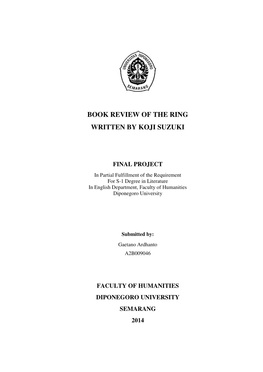 Book Review of the Ring Written by Koji Suzuki