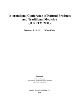 International Conference of Natural Products and Traditional Medicine (ICNPTM 2011)