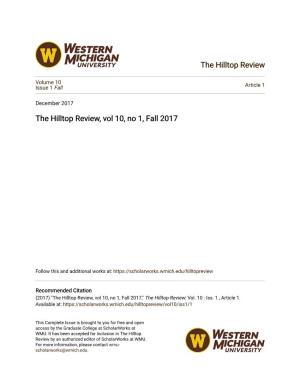 The Hilltop Review, Vol 10, No 1, Fall 2017