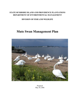 RIDEM, Fish & Wildlife Mute Swan Management Plan 2007