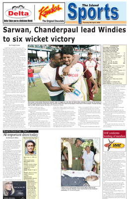 Sarwan, Chanderpaul Lead Windies to Six Wicket Victory