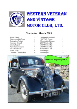 Western Veteran and Vintage Motor Club, Ltd