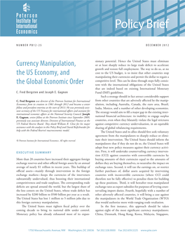 Currency Manipulation, the US Economy, and the Global Economic