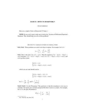 Math 54 - Hints to Homework 9
