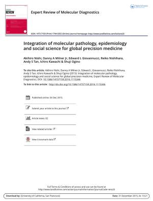 Integration of Molecular Pathology, Epidemiology and Social Science for Global Precision Medicine