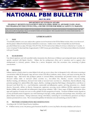 National Pbm Bulletin July 25, 2016