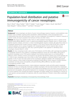 Population-Level Distribution and Putative Immunogenicity of Cancer Neoepitopes Mary A
