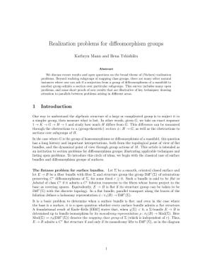 Realization Problems for Diffeomorphism Groups