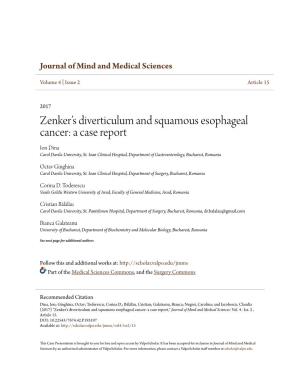 Zenker's Diverticulum and Squamous Esophageal Cancer