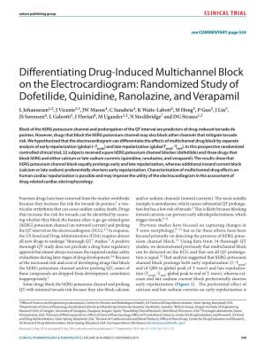 Randomized Study of Dofetilide, Quinidine, Ranolazine, and Verapamil