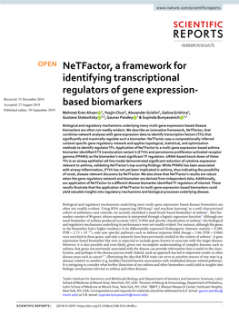 Netfactor, a Framework for Identifying Transcriptional Regulators of Gene