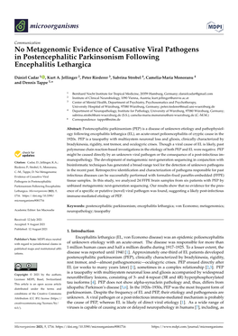 No Metagenomic Evidence of Causative Viral Pathogens in Postencephalitic Parkinsonism Following Encephalitis Lethargica