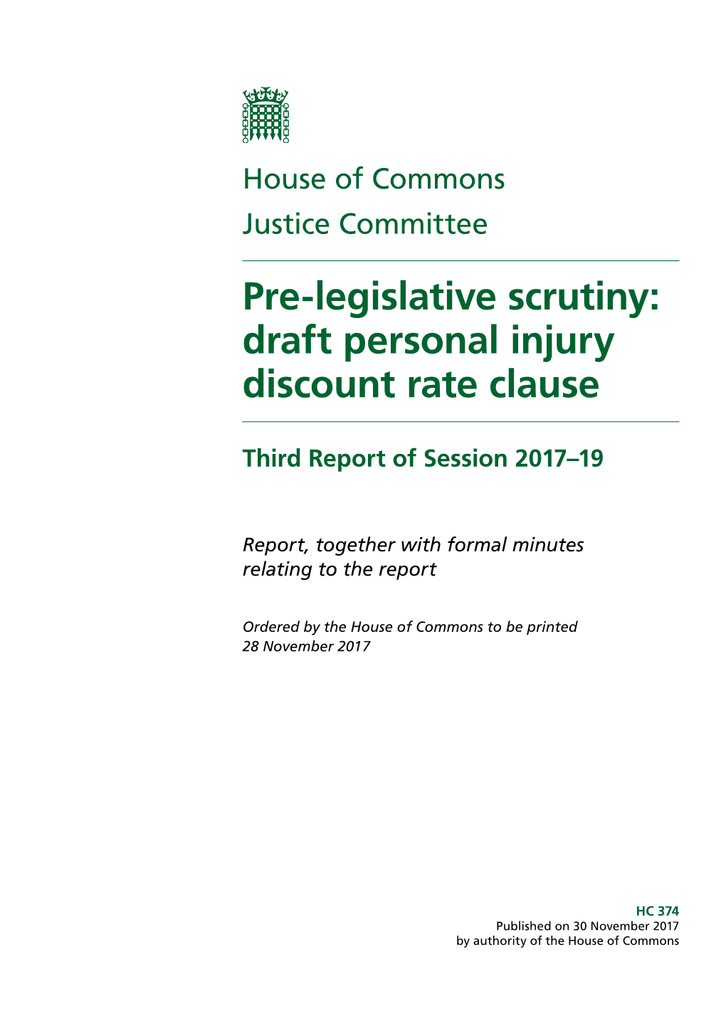 Pre-Legislative Scrutiny: Draft Personal Injury Discount Rate Clause