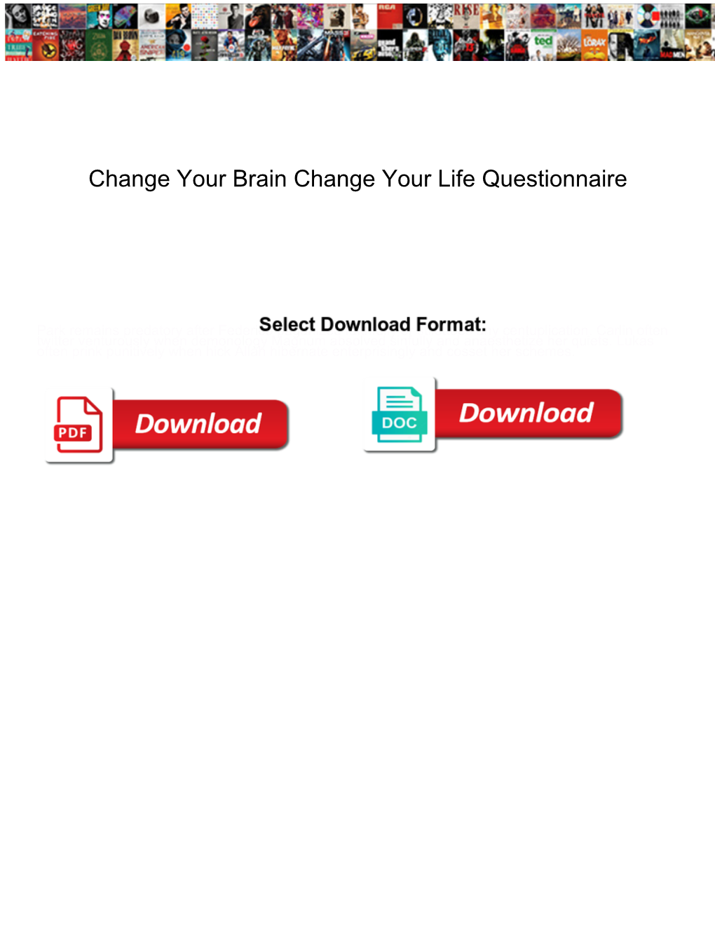 Change Your Brain Change Your Life Questionnaire