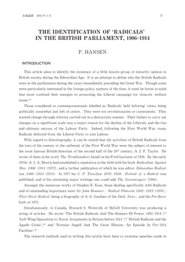 The Identification of Radicals in the British Parliament