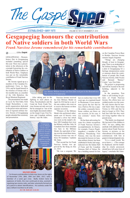 Gesgapegiag Honours the Contribution of Native Soldiers in Both World Wars Frank Narcisse Jerome Remembered for His Remarkable Contribution